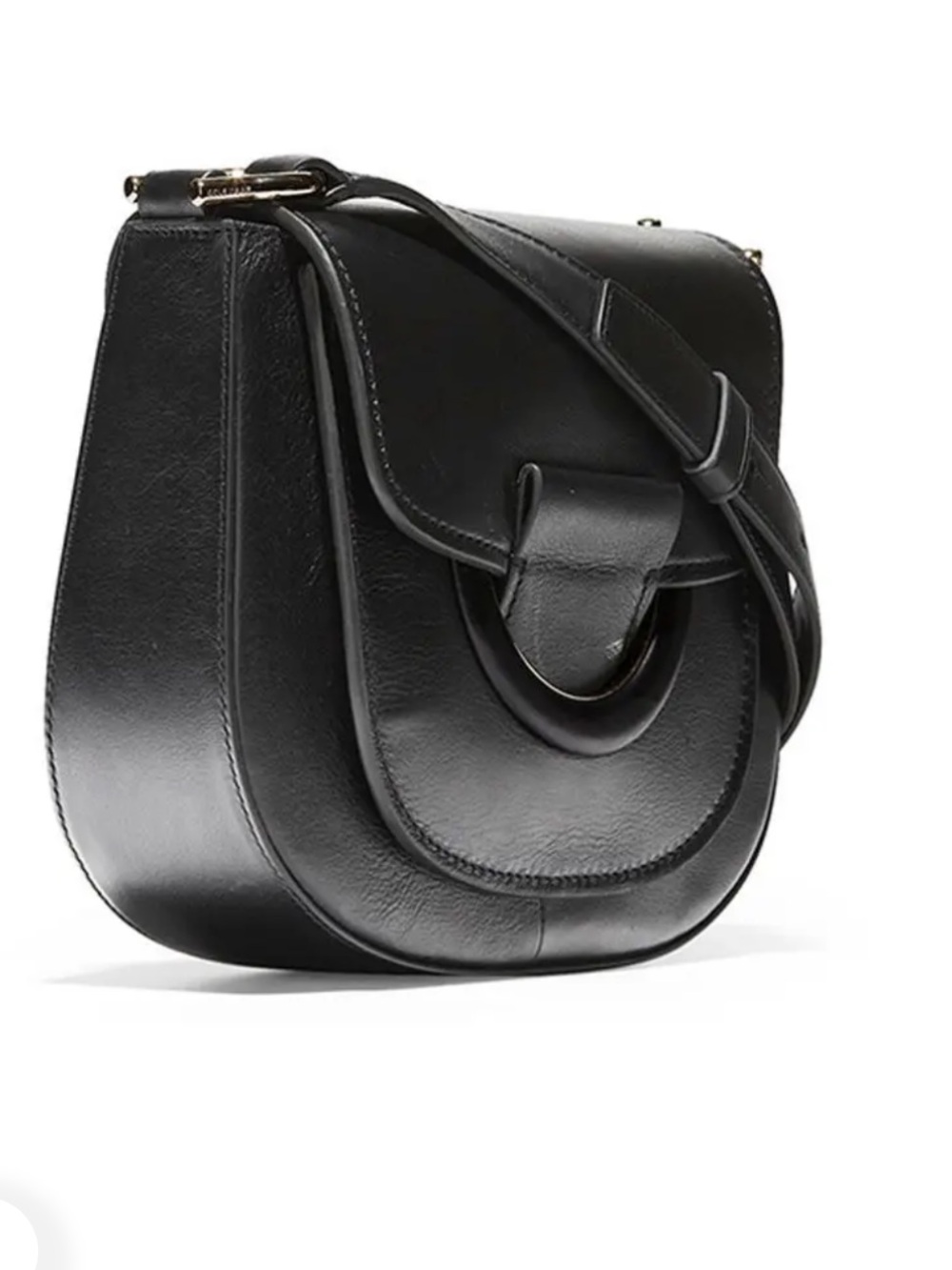 Cole Haan grand series Black Leather Saddle Bag Crossbody Bag